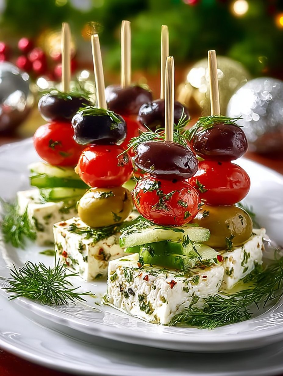 Greek Feta & Cucumber Bite Skewers