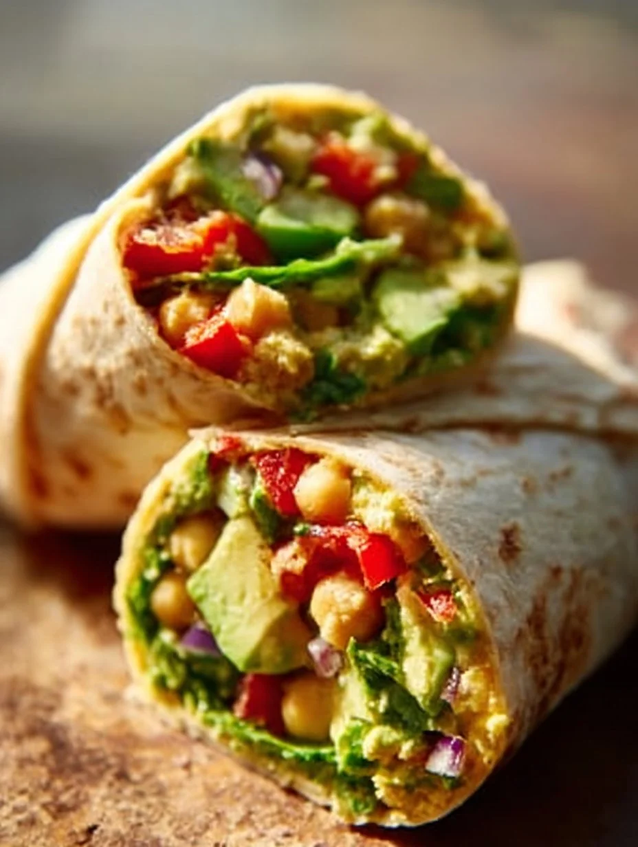 Lemon-Dressed Chickpea Salad Wrap with fresh ingredients and bright colors