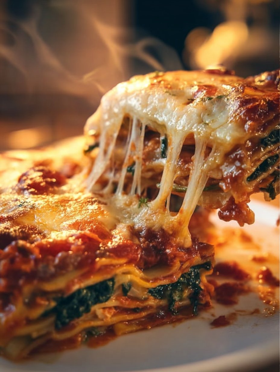 Roasted Red Pepper and Spinach Lasagna