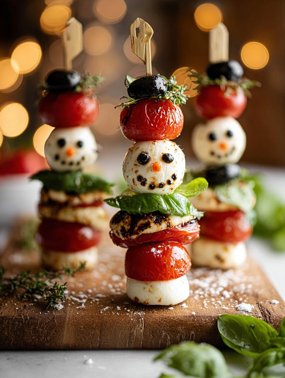 Snowman Caprese Skewers