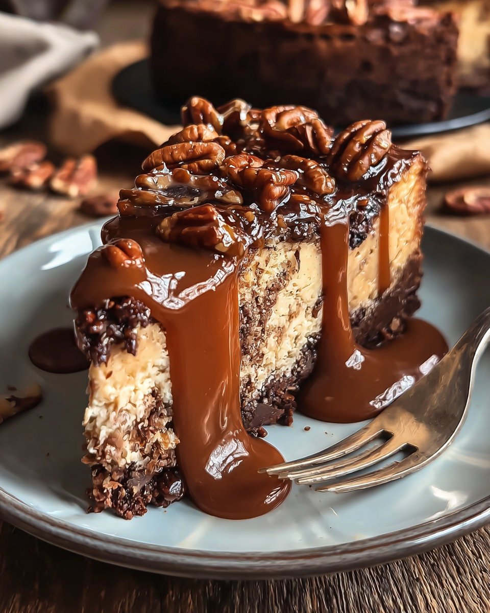 Caramel Pecan Chocolate Cheesecake