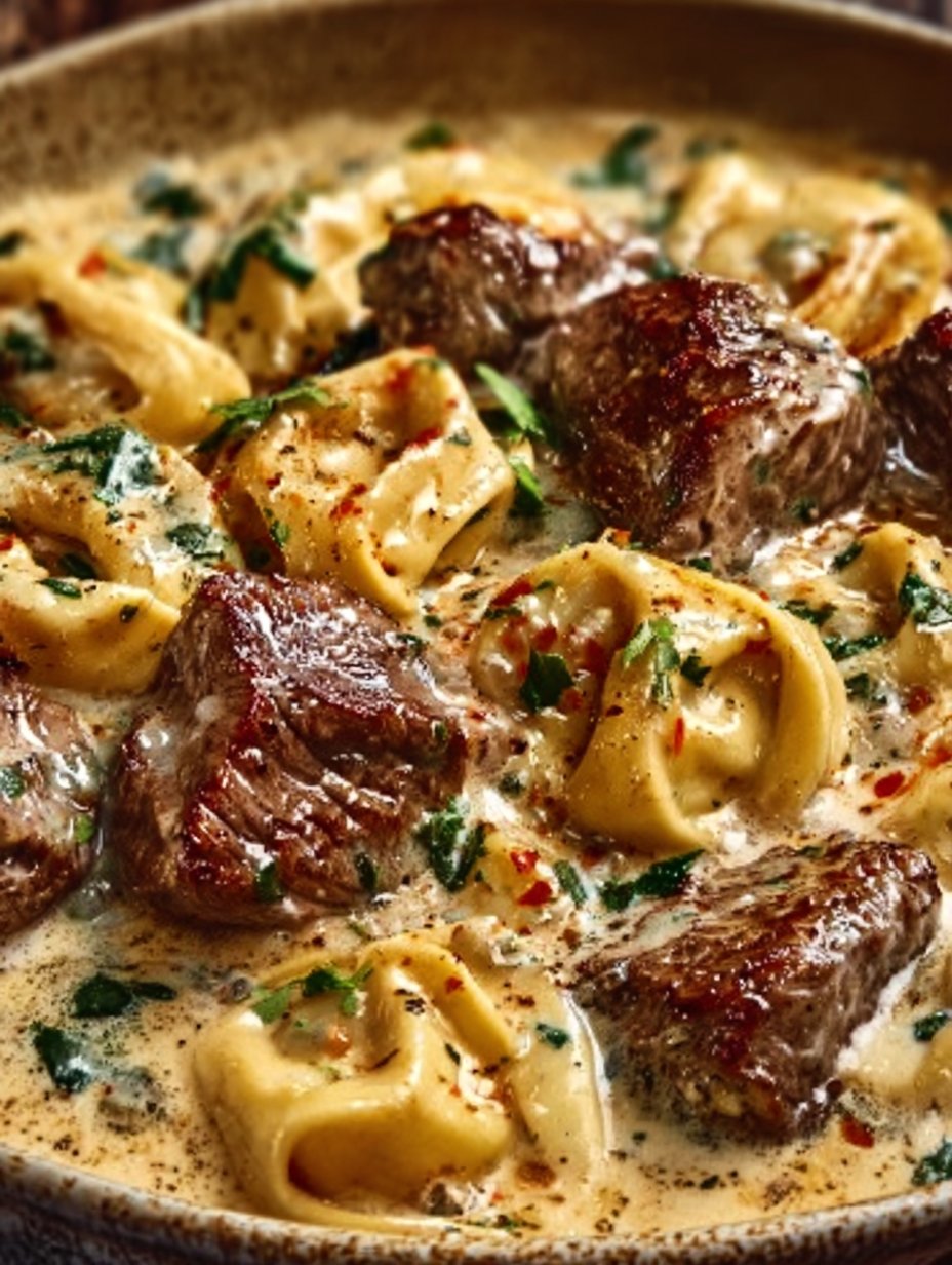 Cracked Garlic Steak Tortellini in Creamhouse Sauce Bliss