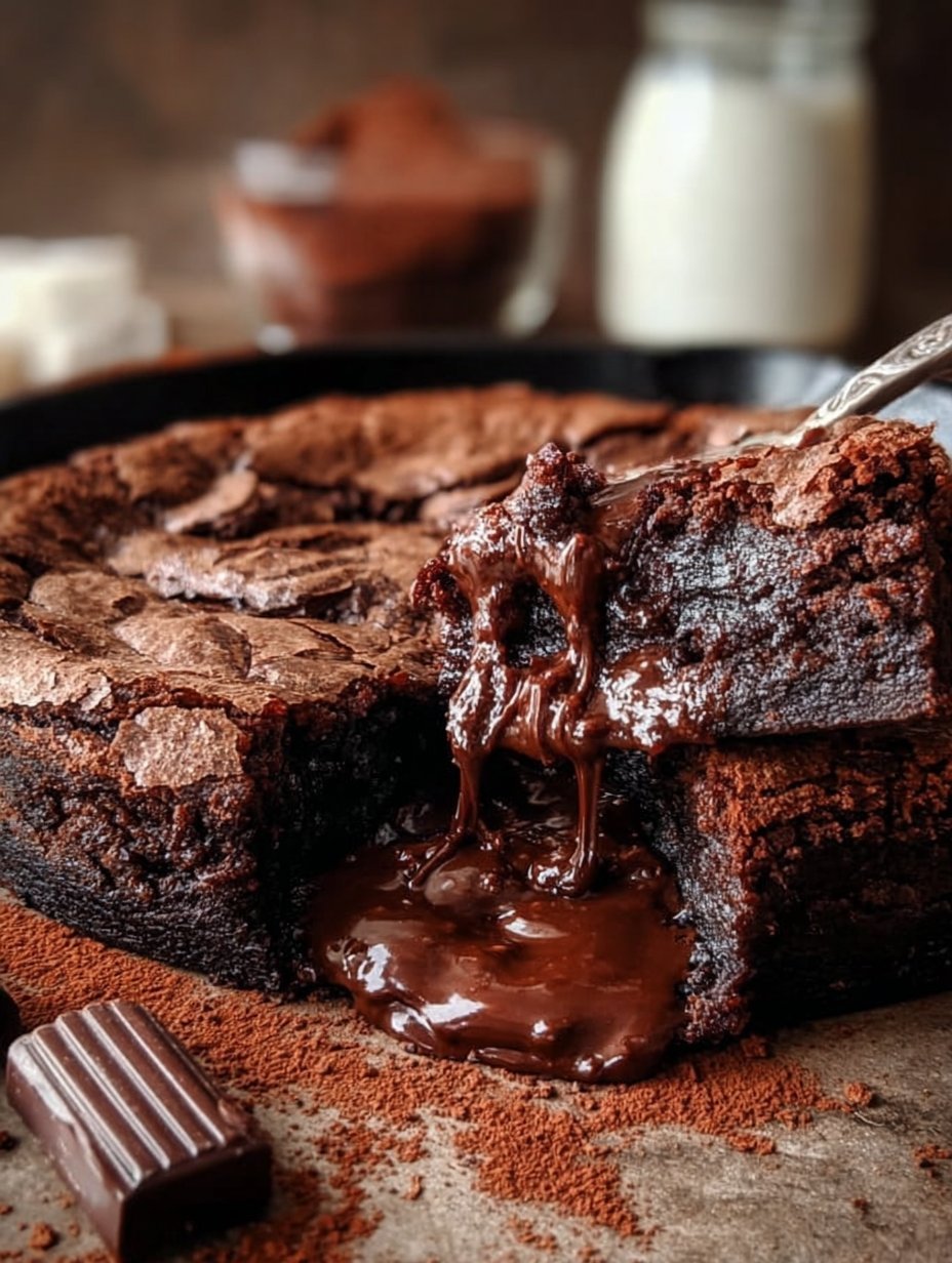 Skillet Brownie with Homemade Jarred Brownie Mix Recipe