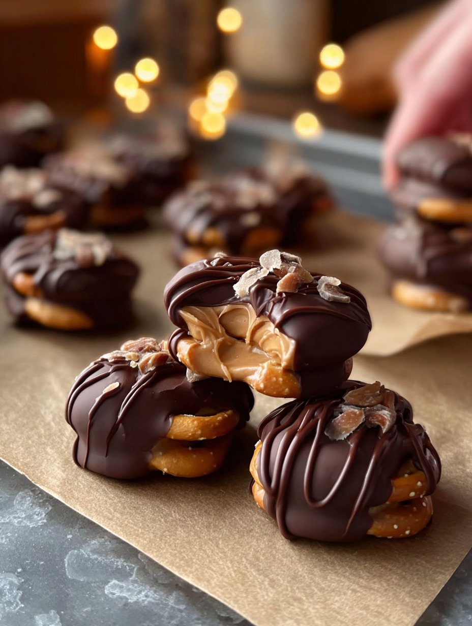 Chocolate Dipped Peanut Butter Pretzel Bites