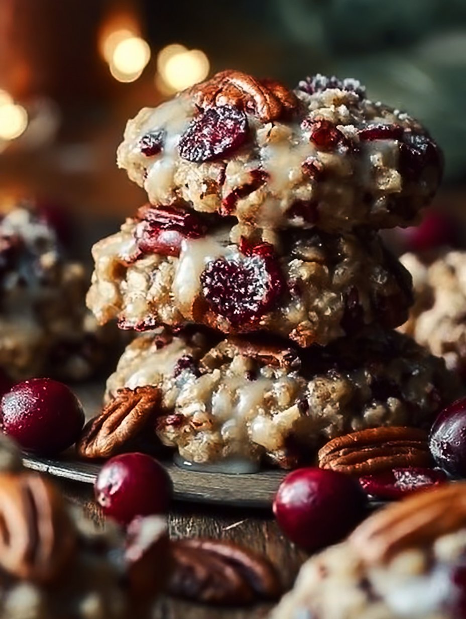No-Bake Cranberry Pecan Praline Cookies in Just 20 Minutes