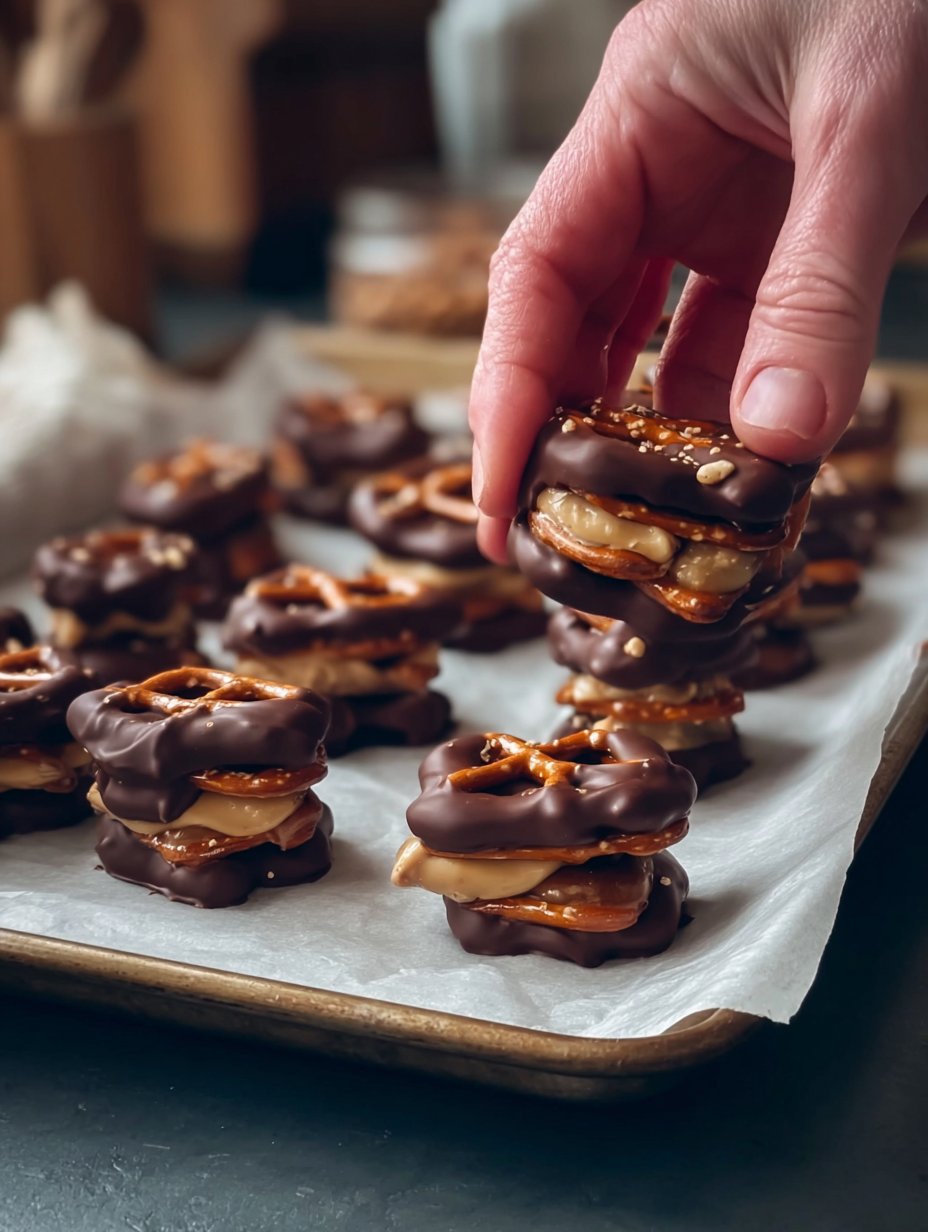 Chocolate Dipped Peanut Butter Pretzel Bites