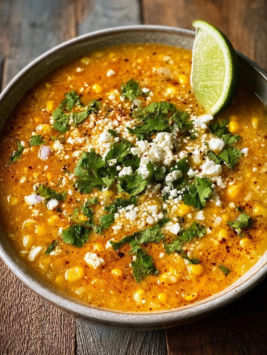 A hearty bowl of Street Corn Chicken Chili, topped with fresh cilantro and corn.