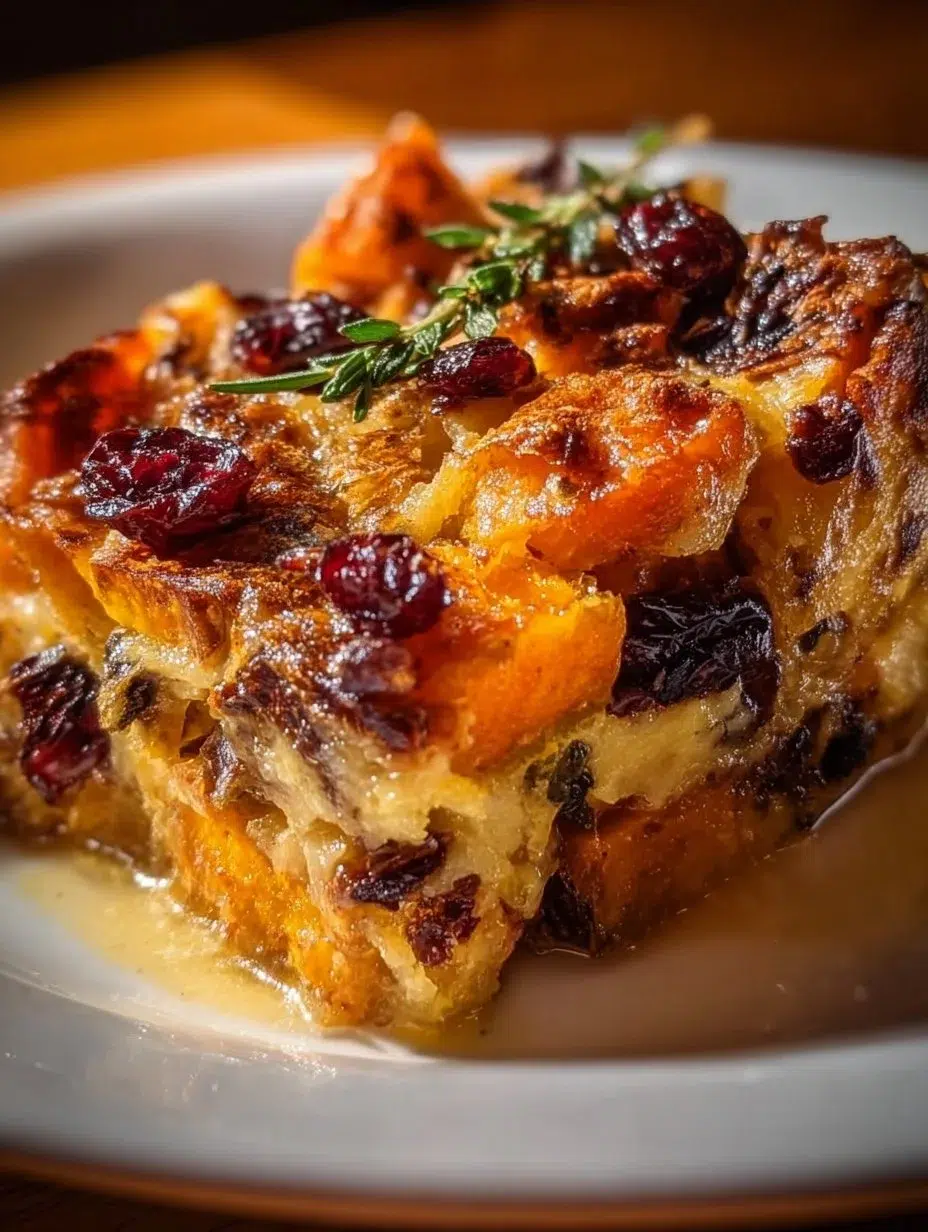 A serving of sweet potato and cranberry gratin, baked to golden perfection.
