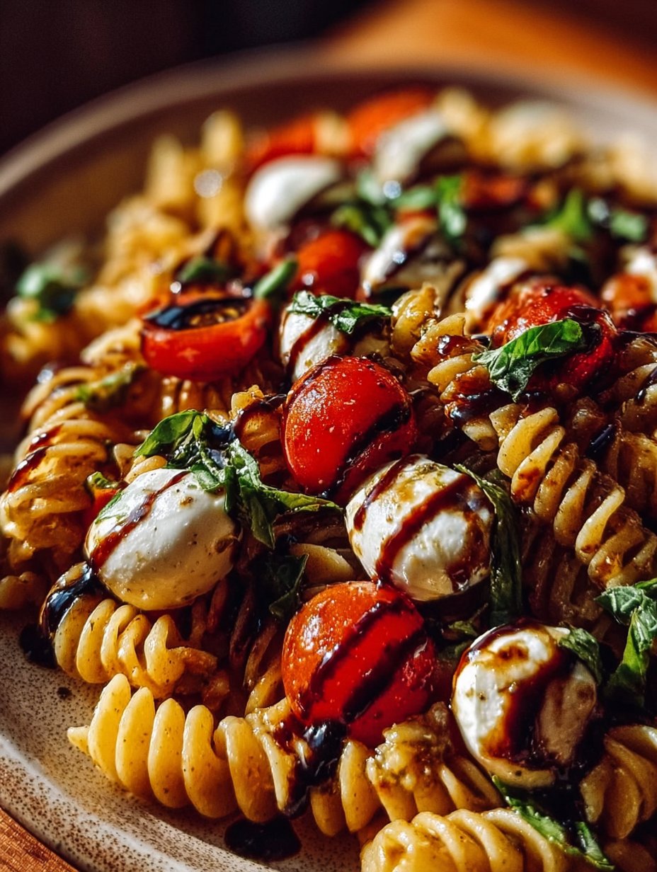 Caprese Pasta Salad with Balsamic Glaze