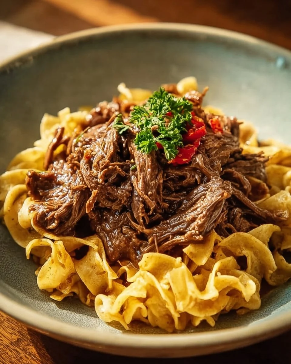 A bowl of ultimate beef and noodles, showcasing tender beef and rich noodles in savory sauce.