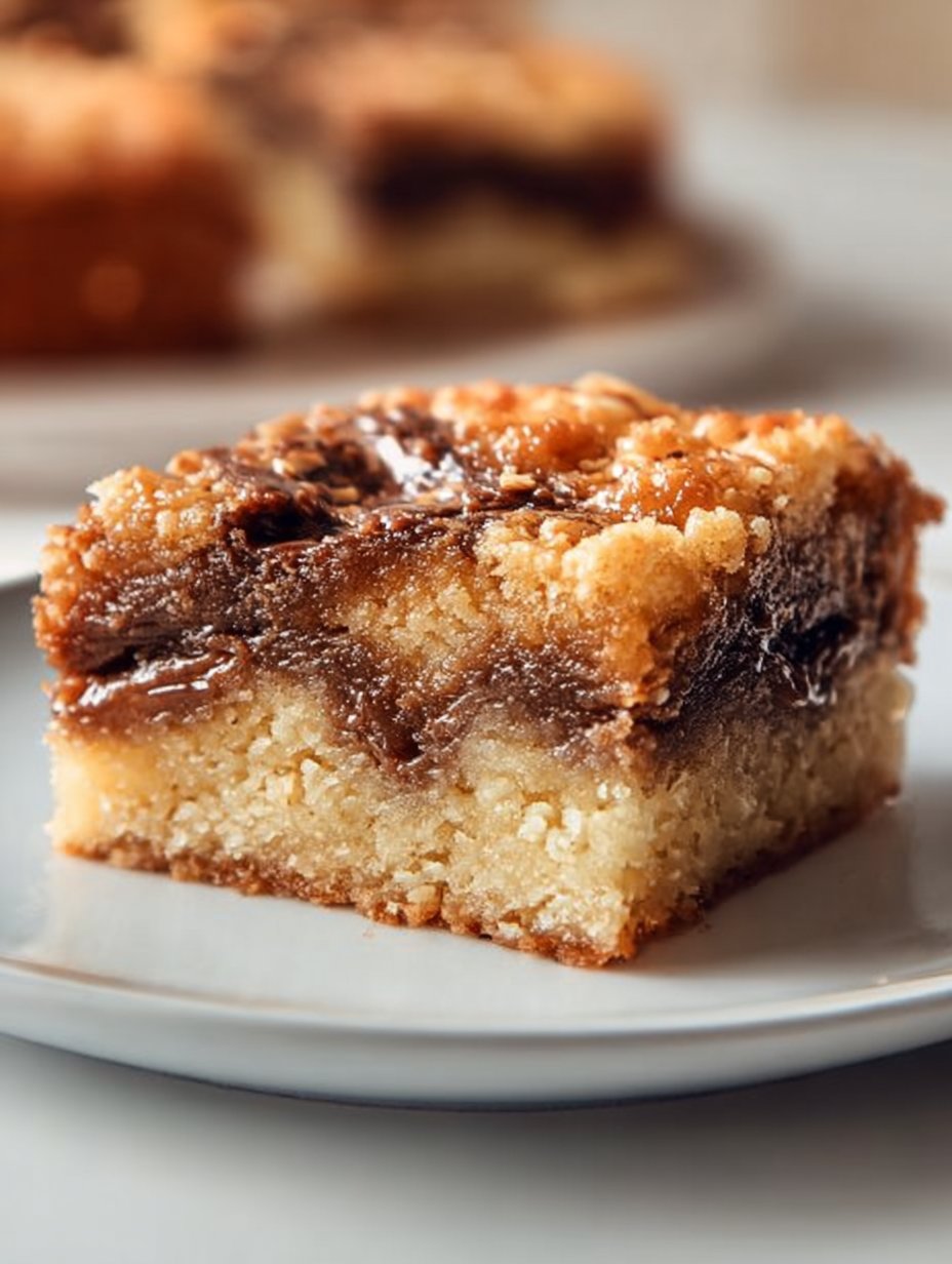 Caramel, Chocolate, and Almond Gooey Butter Cake