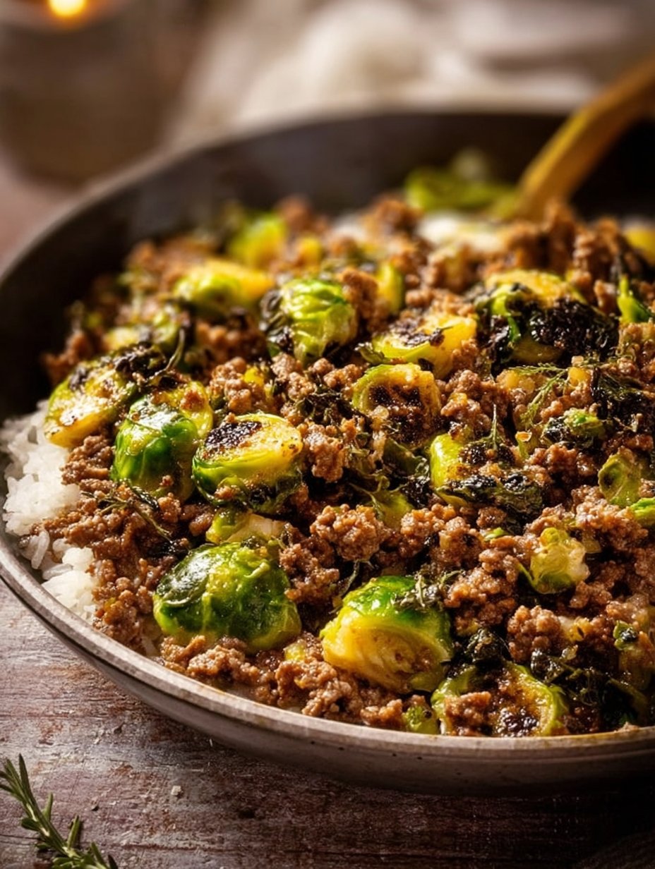Ground Beef and Brussels Sprouts
