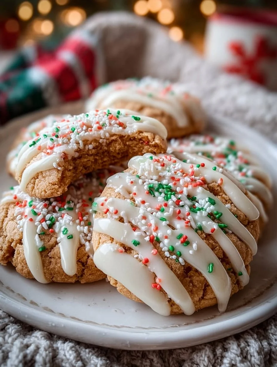White chocolate covered eggnog cookies ready for the holidays