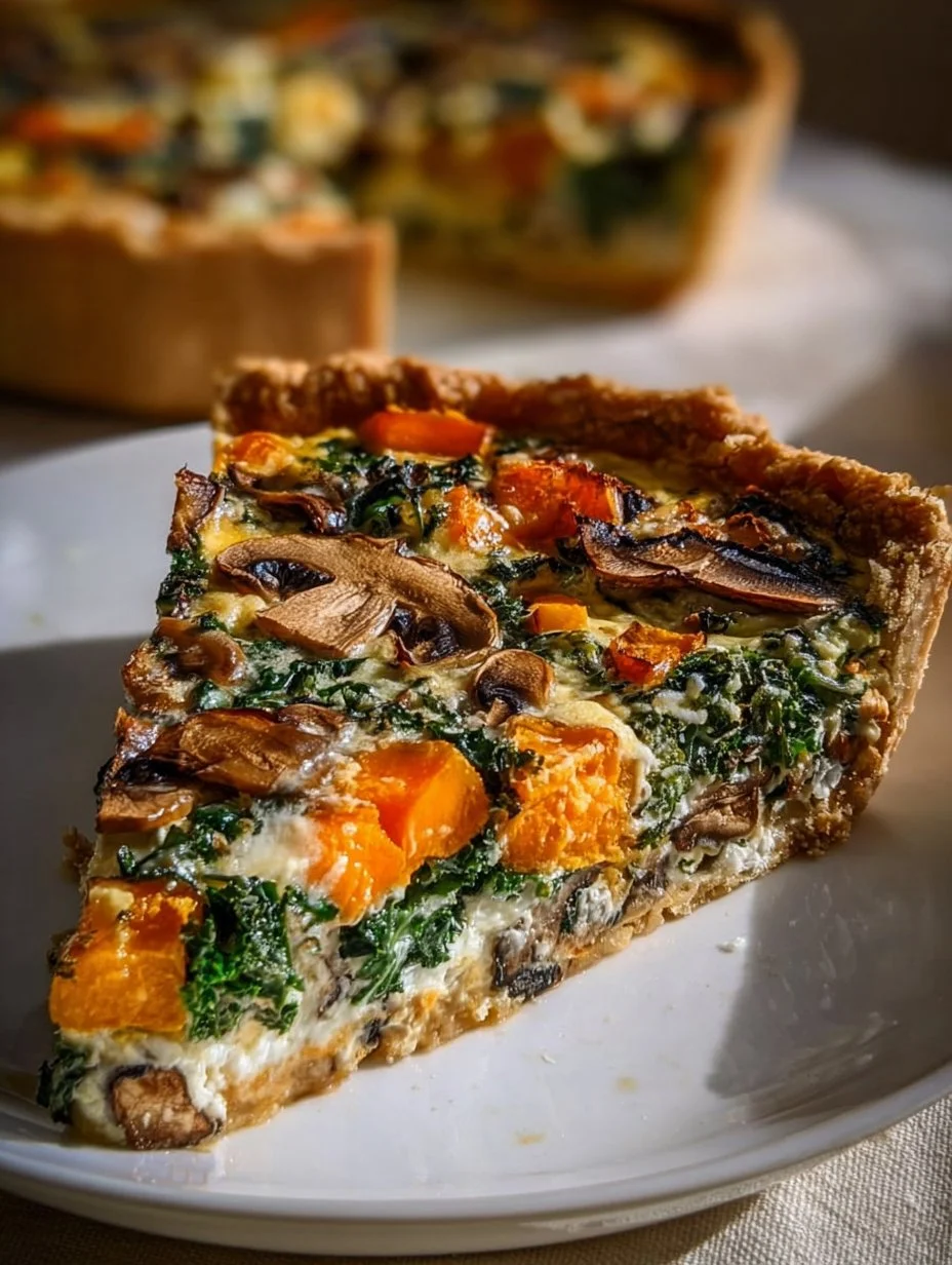 Winter Vegetable Quiche with seasonal veggies in a flaky crust