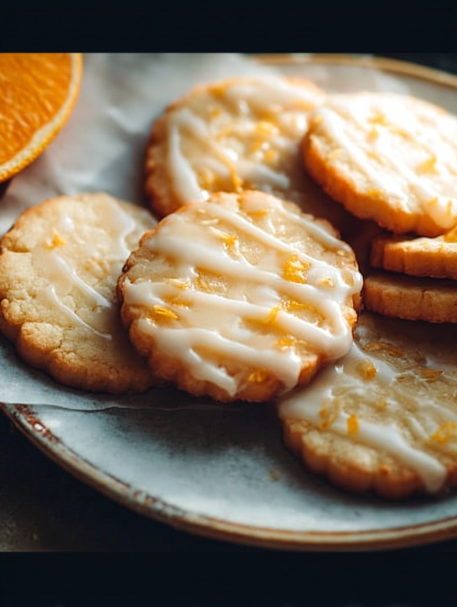 Cardamom Shortbread Cookies with Orange Glaze