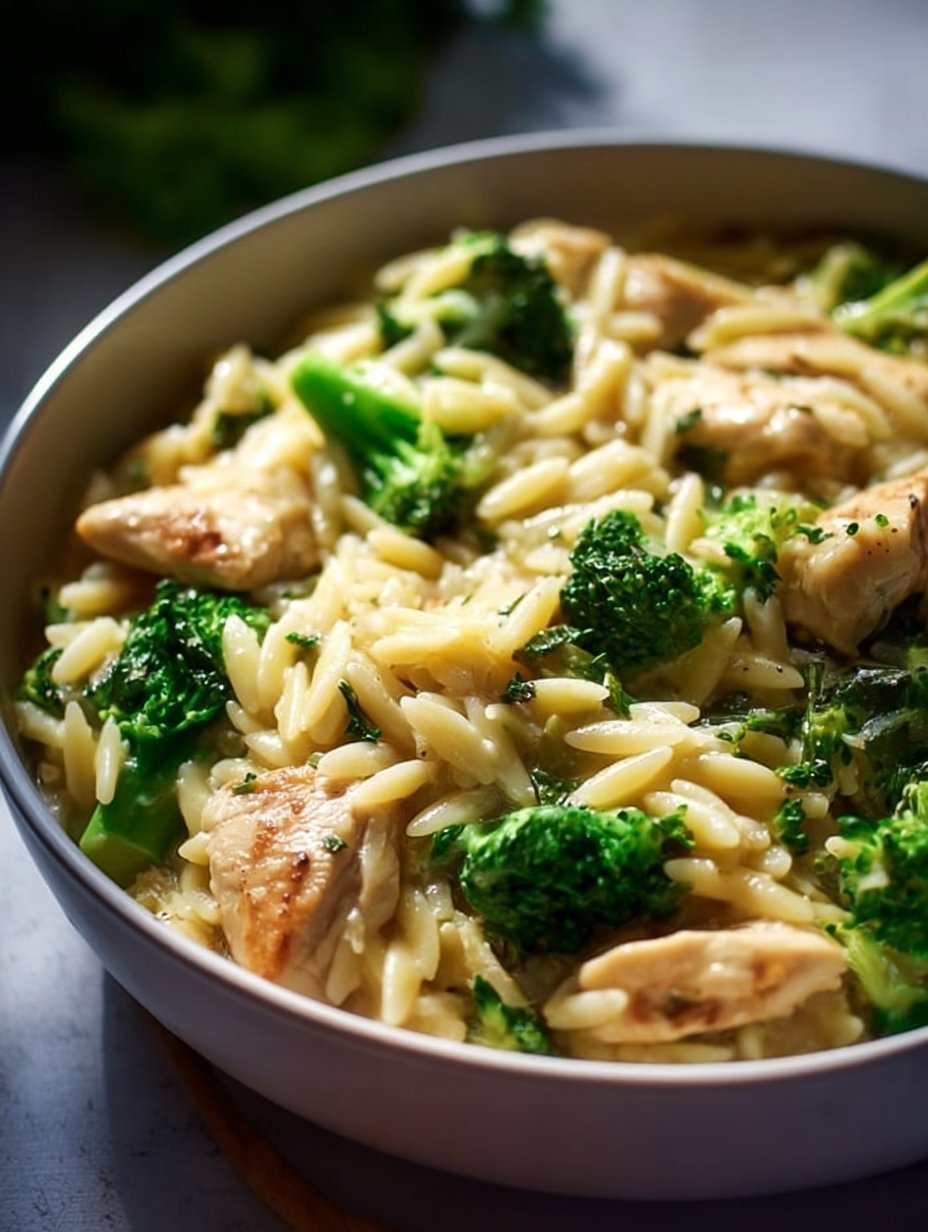 Easy Creamy Chicken and Broccoli Orzo