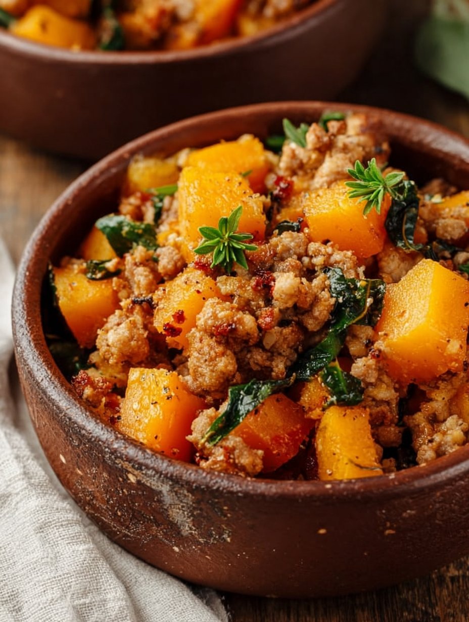 Easy Roasted Butternut Squash with Ground Turkey