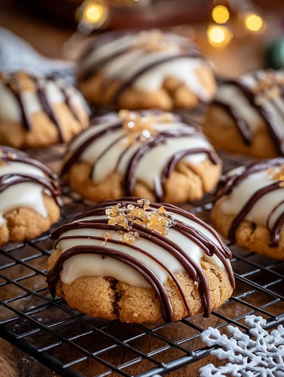 Chewy Maple Cookies Dipped in White Chocolate