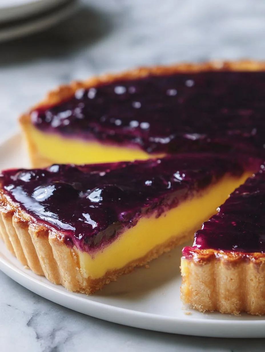 Delicious blueberry-lemon tart with a creamy lemon curd filling