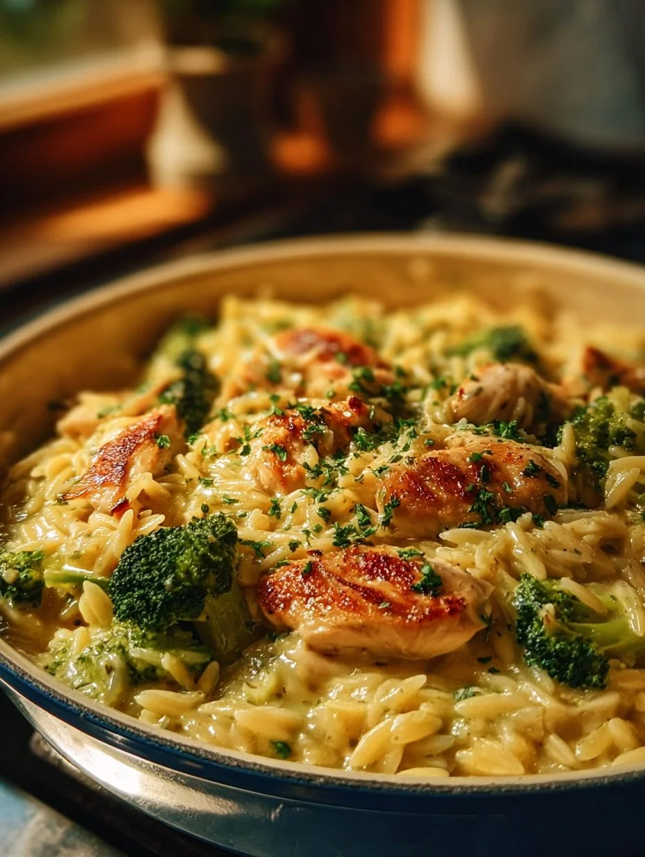 Cheesy Chicken Broccoli Orzo