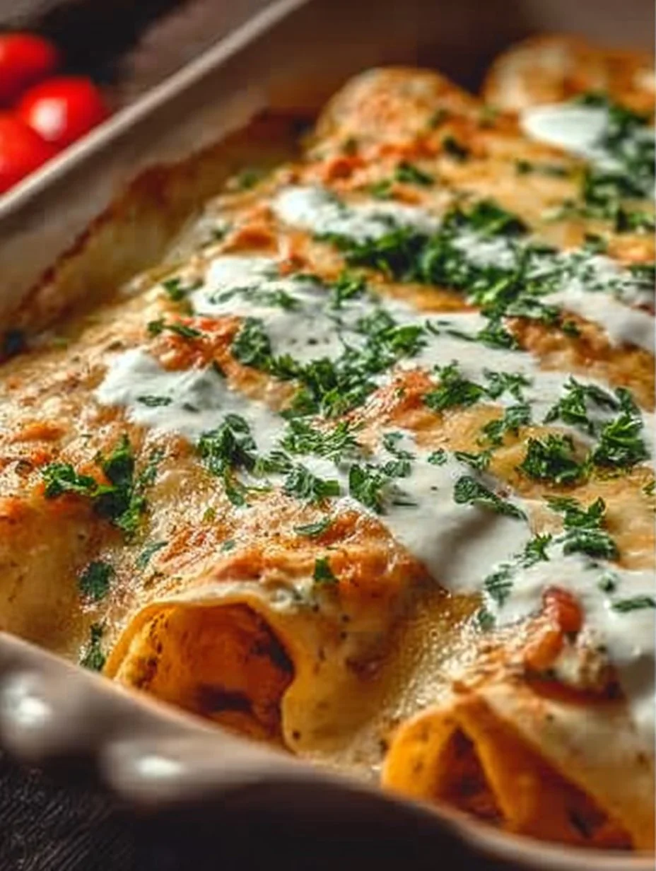Chicken Enchiladas with Sour Cream White Sauce