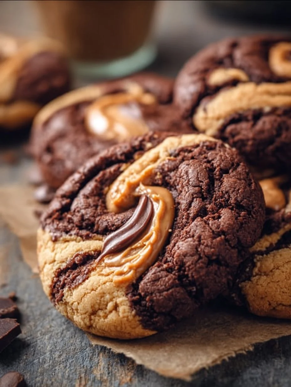 Chocolate Peanut Butter Swirl Cookies