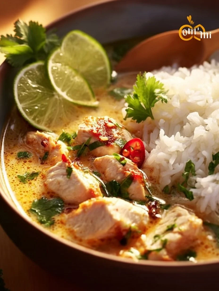Delicious Coconut Chicken Brothy Rice served in a bowl