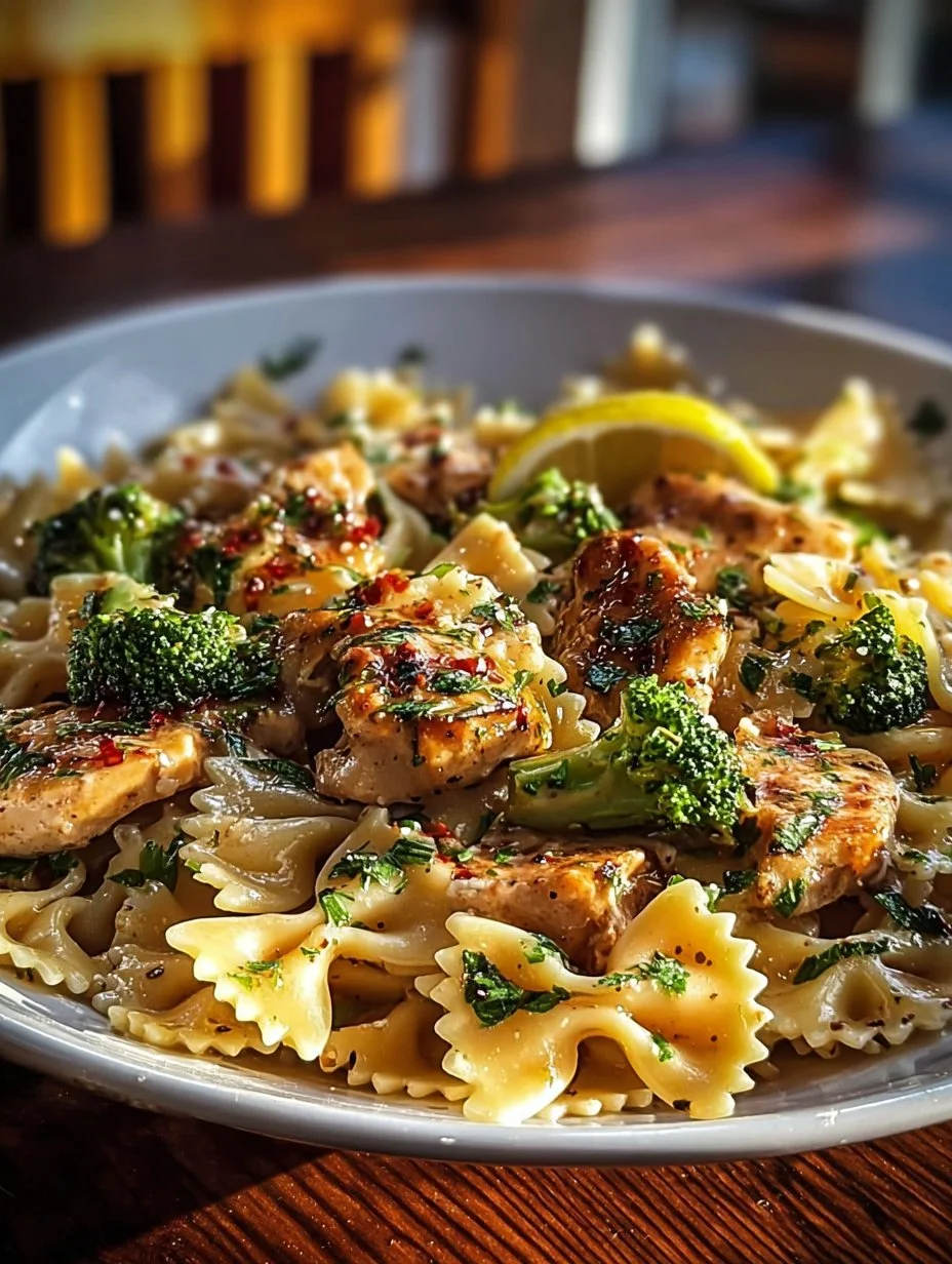 Cowboy Butter Lemon Bowtie Chicken with Broccoli