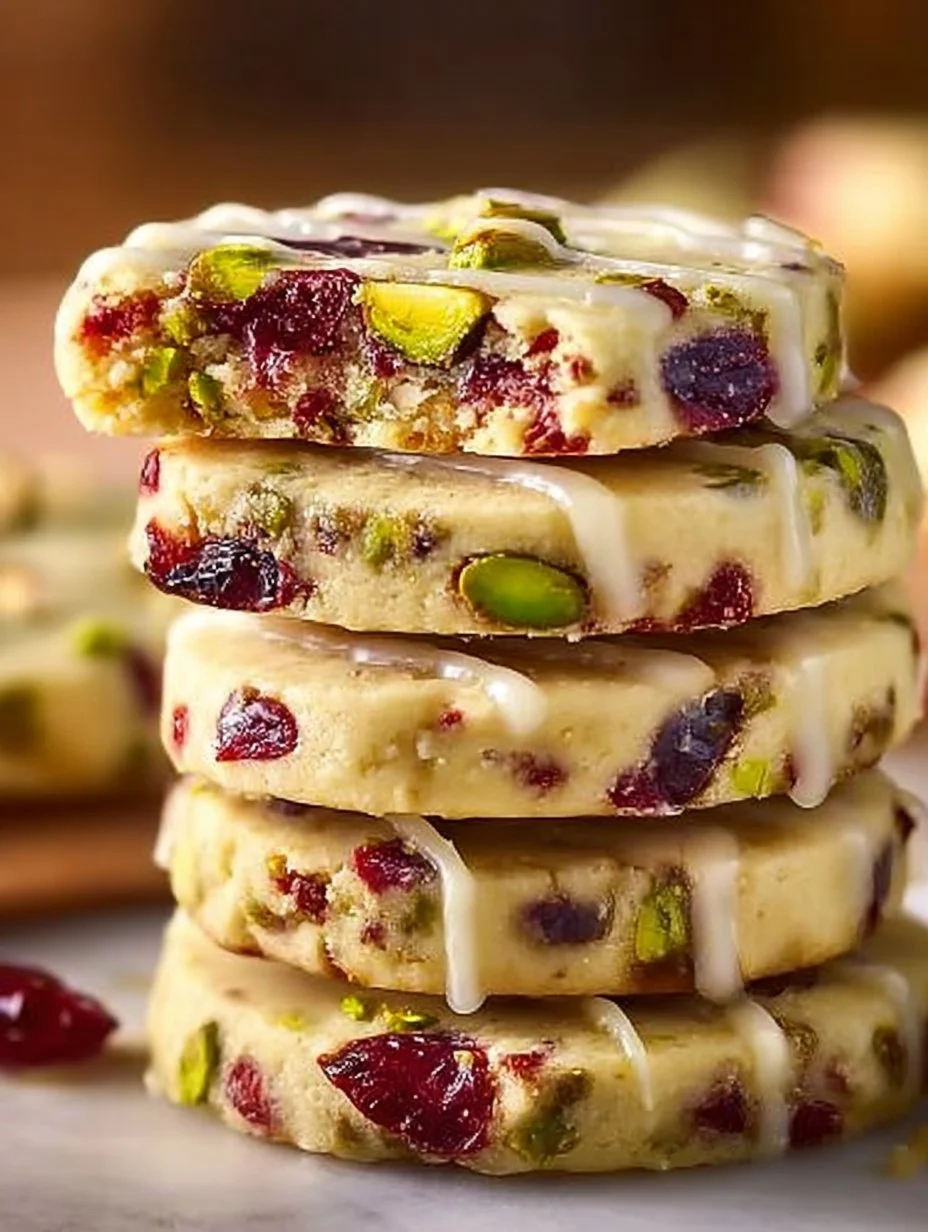 Cranberry Pistachio Shortbread Cookies