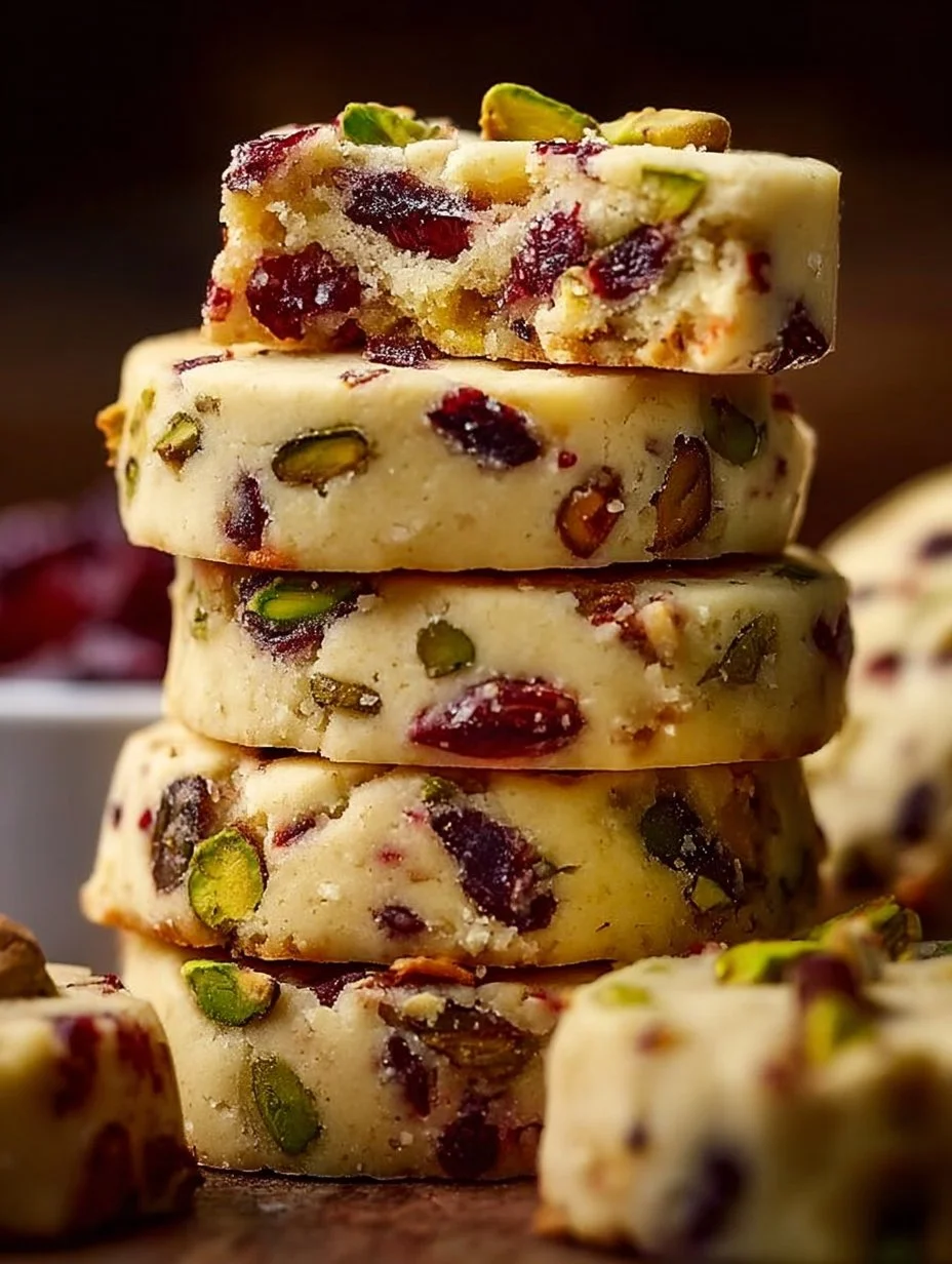 Cranberry Pistachio Shortbread Cookies