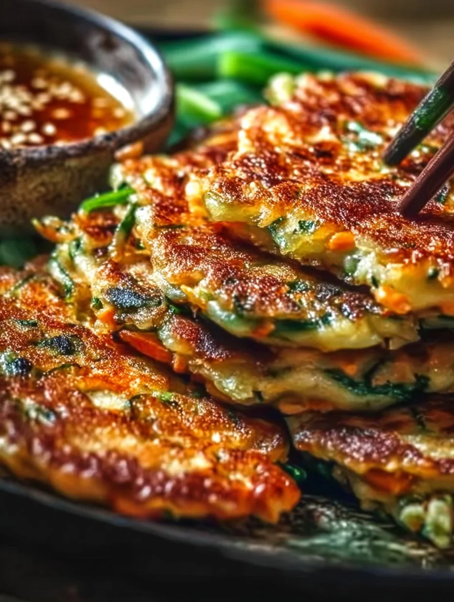 Crispy Vegetable Pancakes with Asian Dipping Sauce