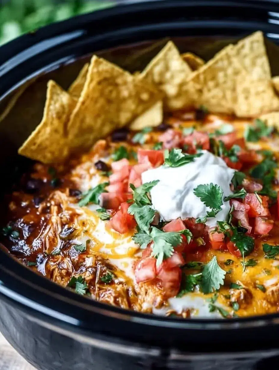 Delicious Crockpot Chicken Enchilada Casserole ready to serve