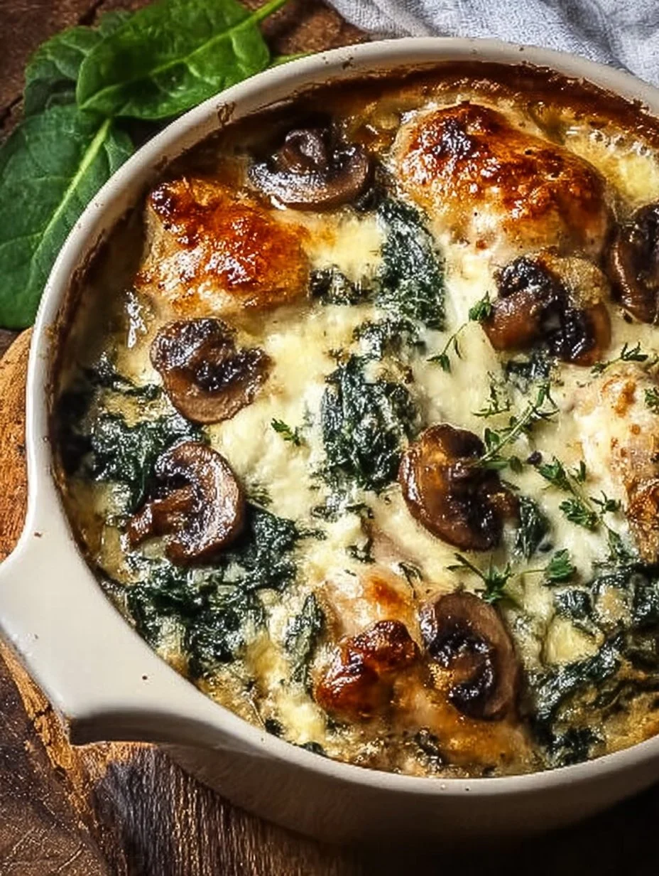 Delicious Low-Carb Chicken Spinach Mushroom Bake for Easy Dinners