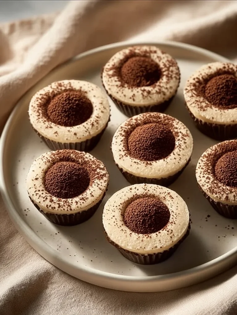 Delicious tiramisu cookie cups topped with cocoa powder and coffee