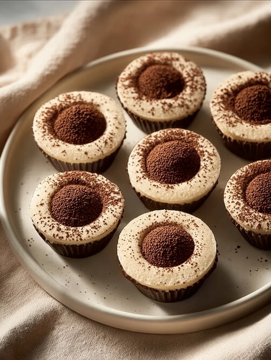 Delicious tiramisu cookie cups topped with cocoa powder and coffee