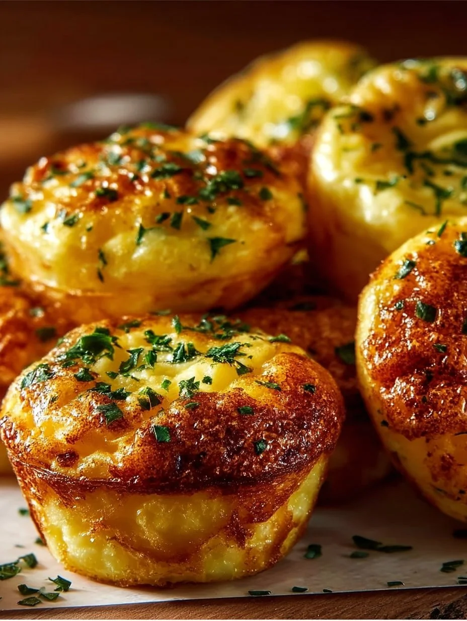 Fluffy cottage cheese egg bites served on a plate with fresh herbs.