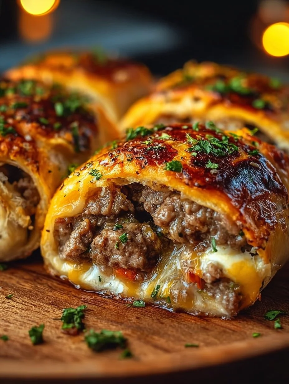 Garlic Butter Cheeseburger Rollups