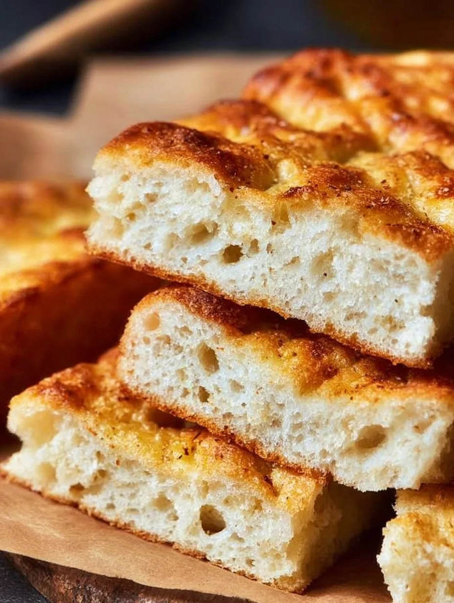 Freshly baked gluten free focaccia topped with herbs and olive oil