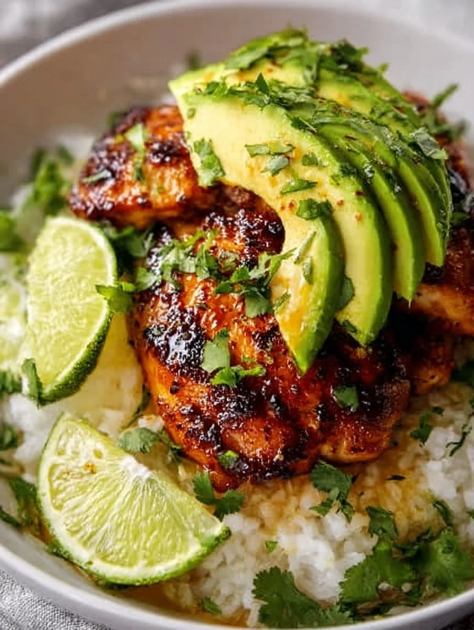 Honey Lime Chicken & Avocado Rice Stack for Easy Meal Prep