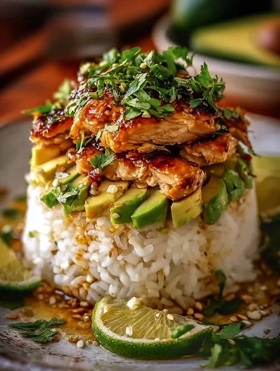 Honey Lime Chicken & Avocado Rice Stack for Easy Meal Prep