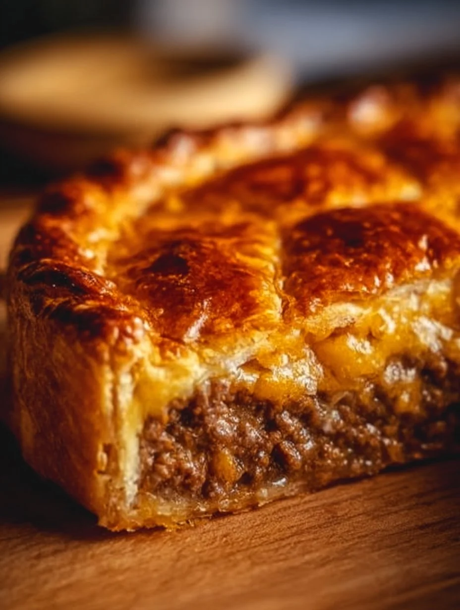 Delicious homemade cheeseburger pie fresh out of the oven