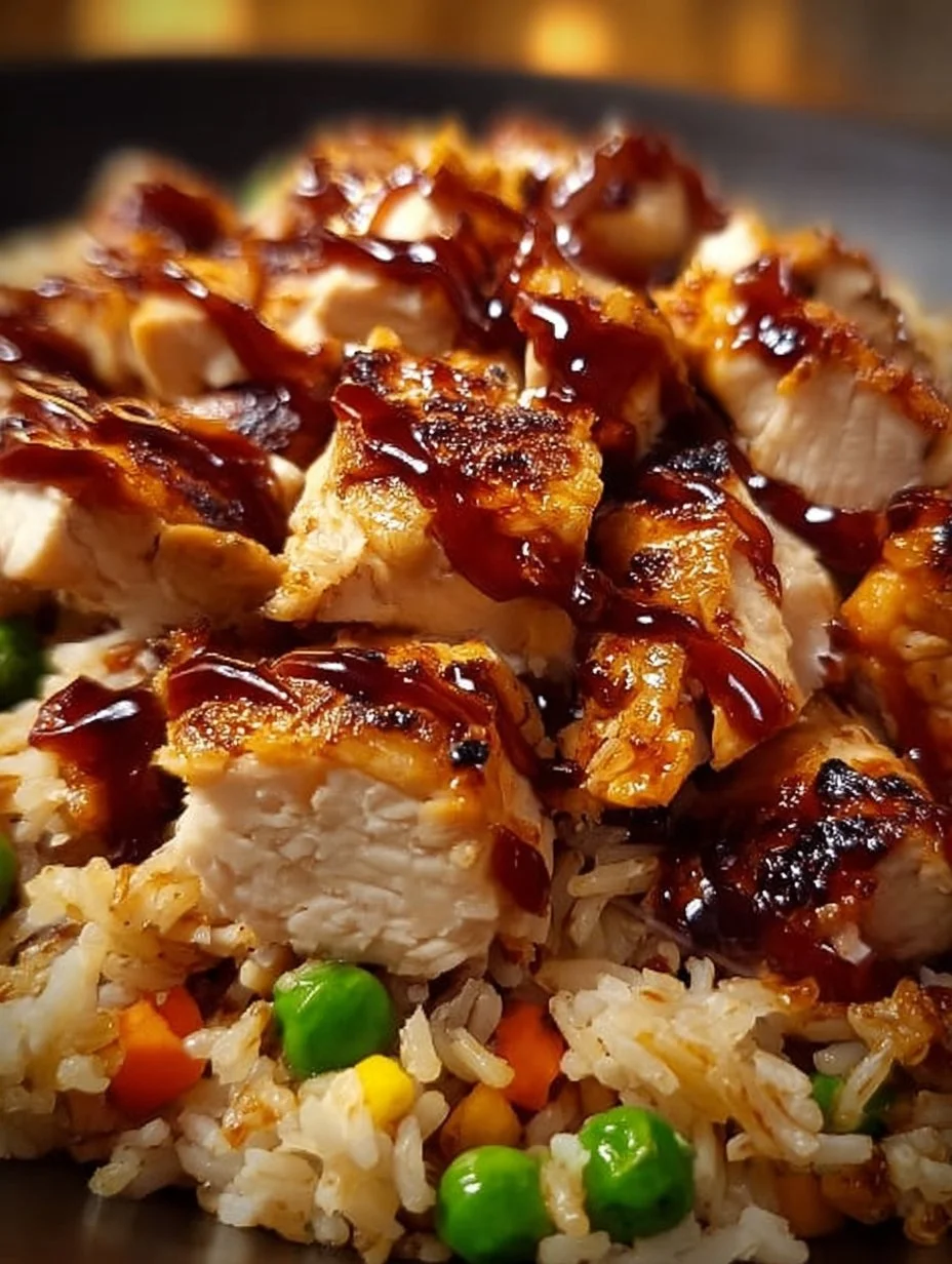 Delicious one-pan bold honey BBQ chicken served over fluffy rice.