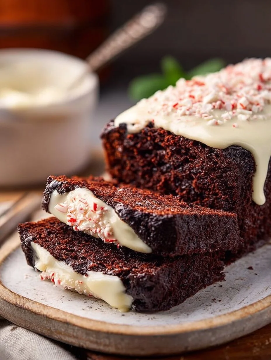 Peppermint Chocolate Loaf with White Chocolate Ganache