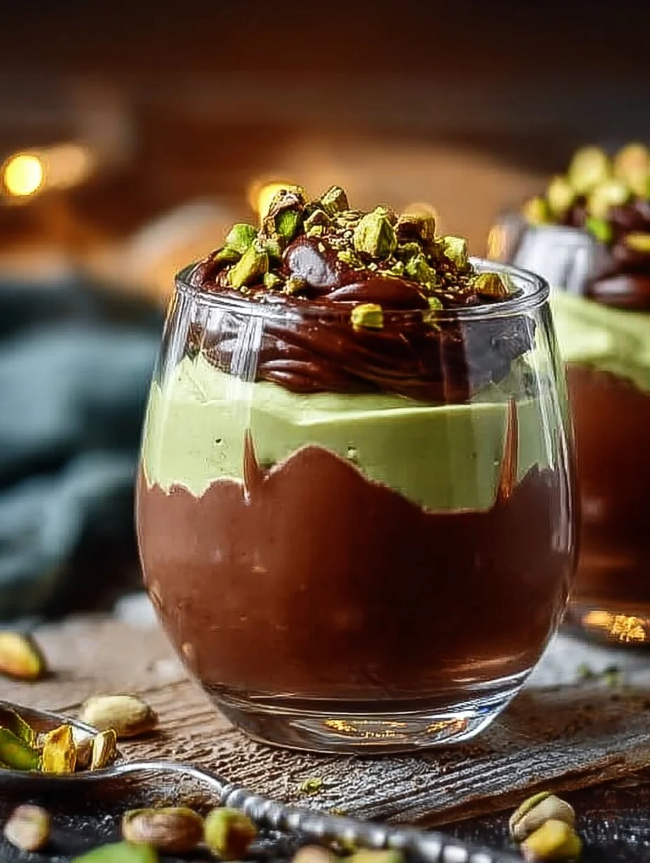 Pistachio Mousse with Chocolate Ganache