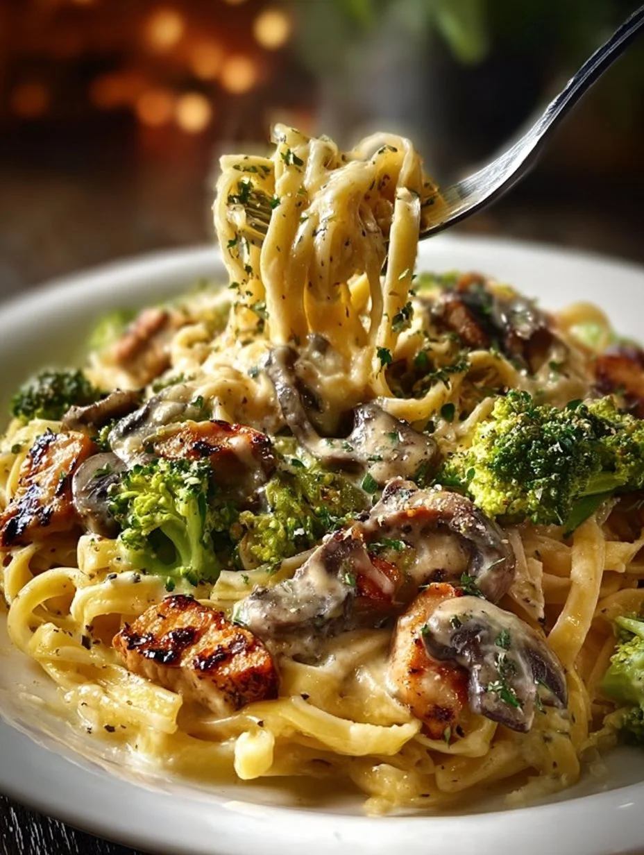 Smoky Parmesan Steak Linguine with Broccoli & Mushrooms