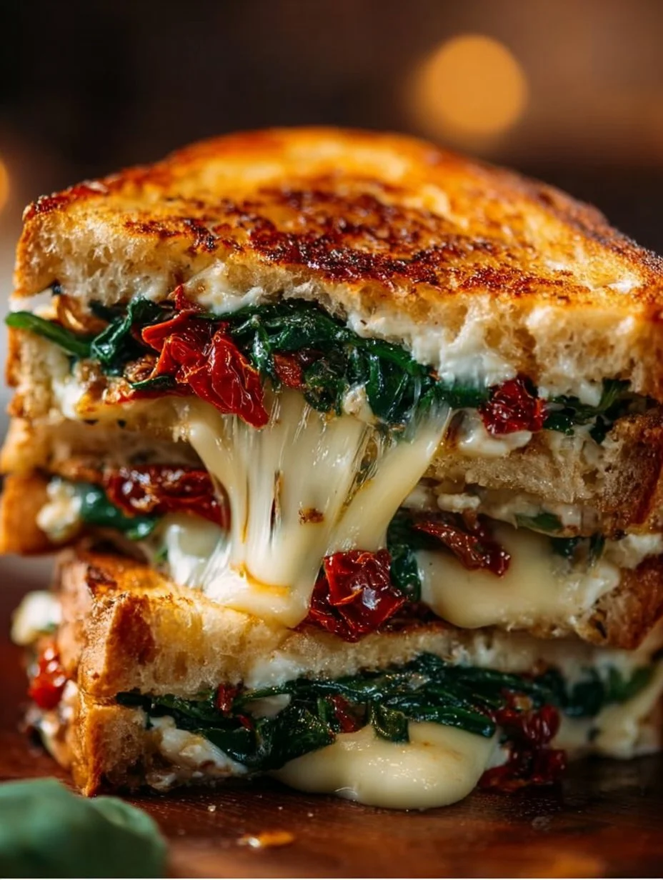 Sun-Dried Tomato, Spinach, and Ricotta Grilled Cheese