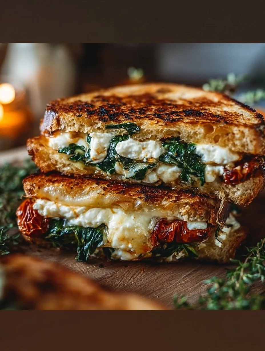 Sun-Dried Tomato, Spinach, and Ricotta Grilled Cheese
