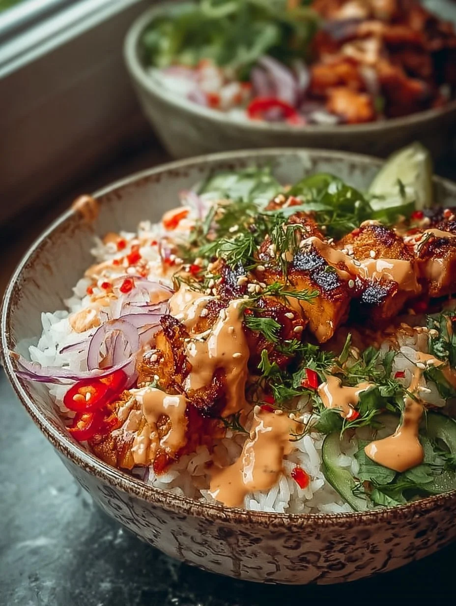 Sweet Chili Chicken Bowl with Coconut Lime Drizzle