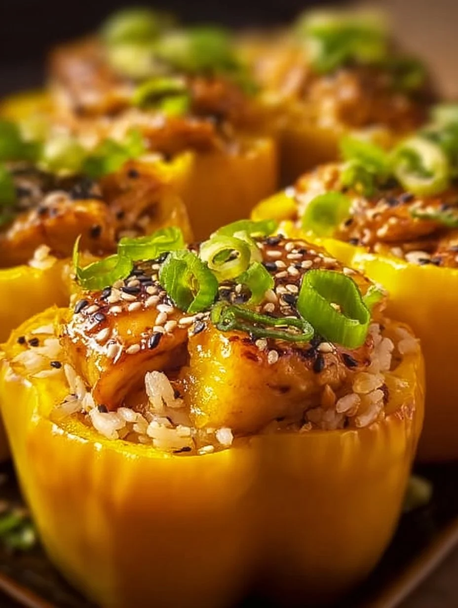 Delicious Teriyaki Chicken and Pineapple Rice Stuffed Peppers recipe