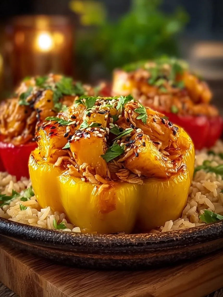 Teriyaki Pineapple Chicken & Rice Stuffed Peppers